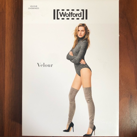 Wolford Velvet Velour Overknees Taupe Gray